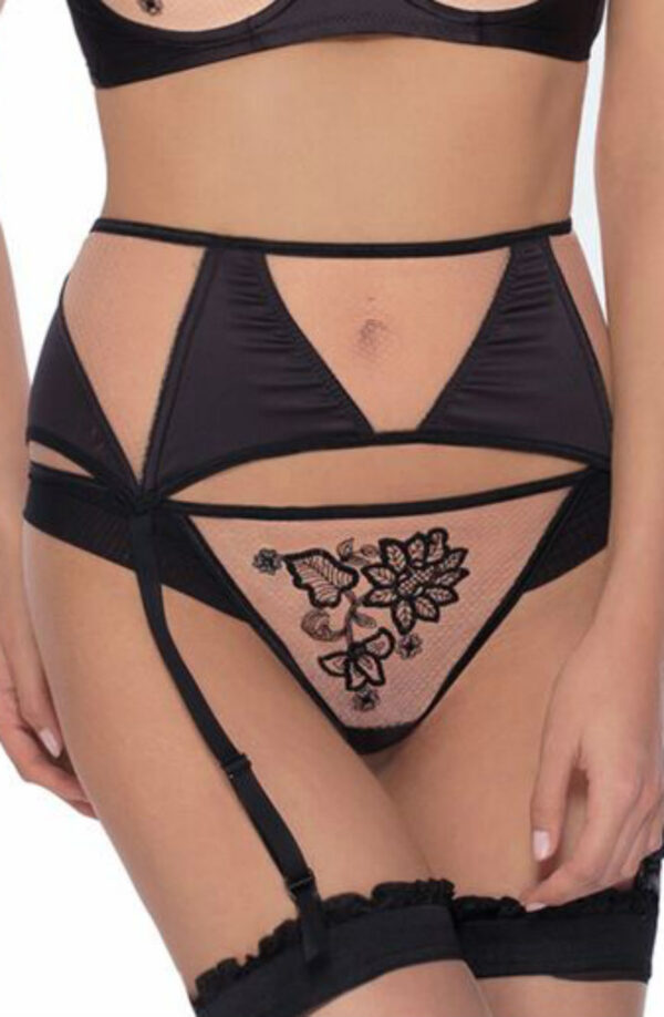 Roza Mehendi Suspender Belt Black